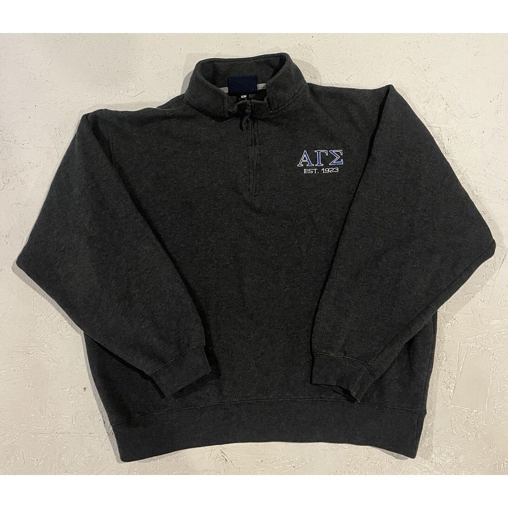 Vintage Alpha Gamma Sigma Quarter Zip Pullover Embroidered Sweatshirt Mens L